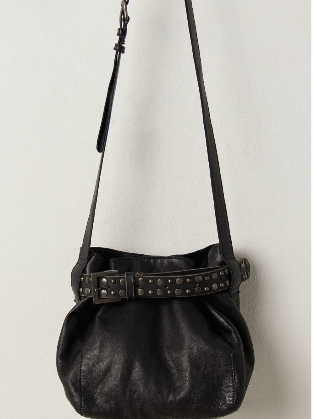 Free People Black Studded Leather Shoulder Tote - Picture 2 of 4